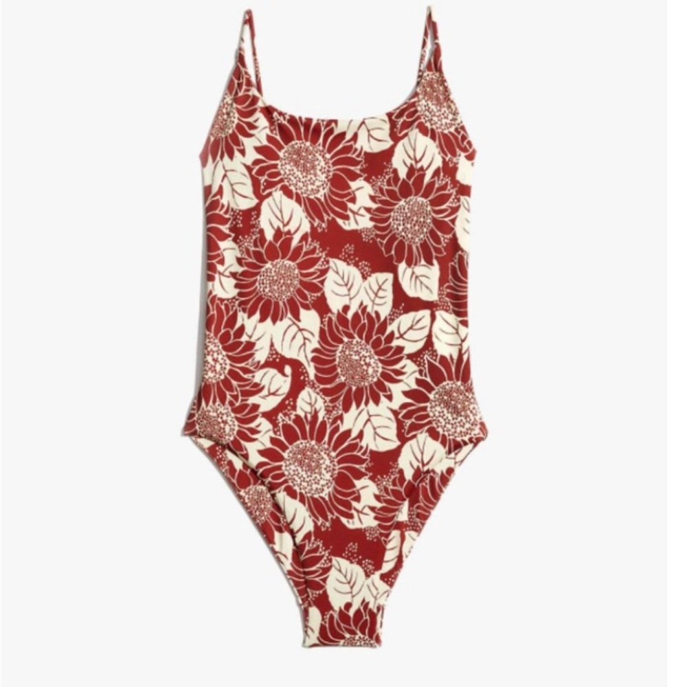 NWT Madewell Second Wave Spaghetti-strap Swimsuit In Sunflower Season size sm